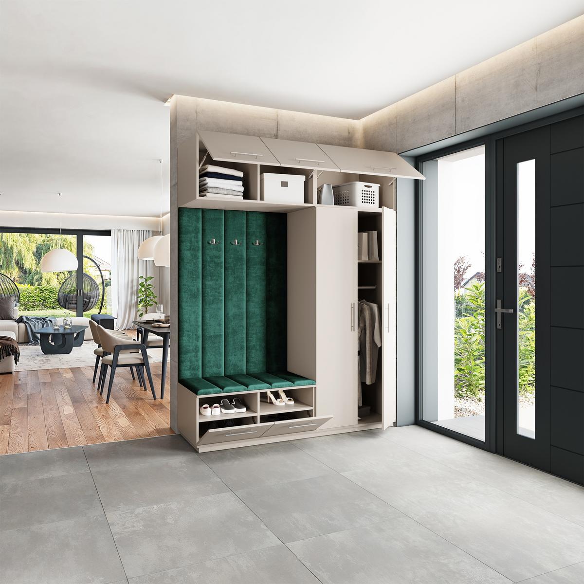 GARDEROBENSCHRANK REMA 180/240/60 cm Modern Garderobe-Set Kaschmir - Kaschmir/Grün, Holzwerkstoff (180/240/60cm) - MASSENO
