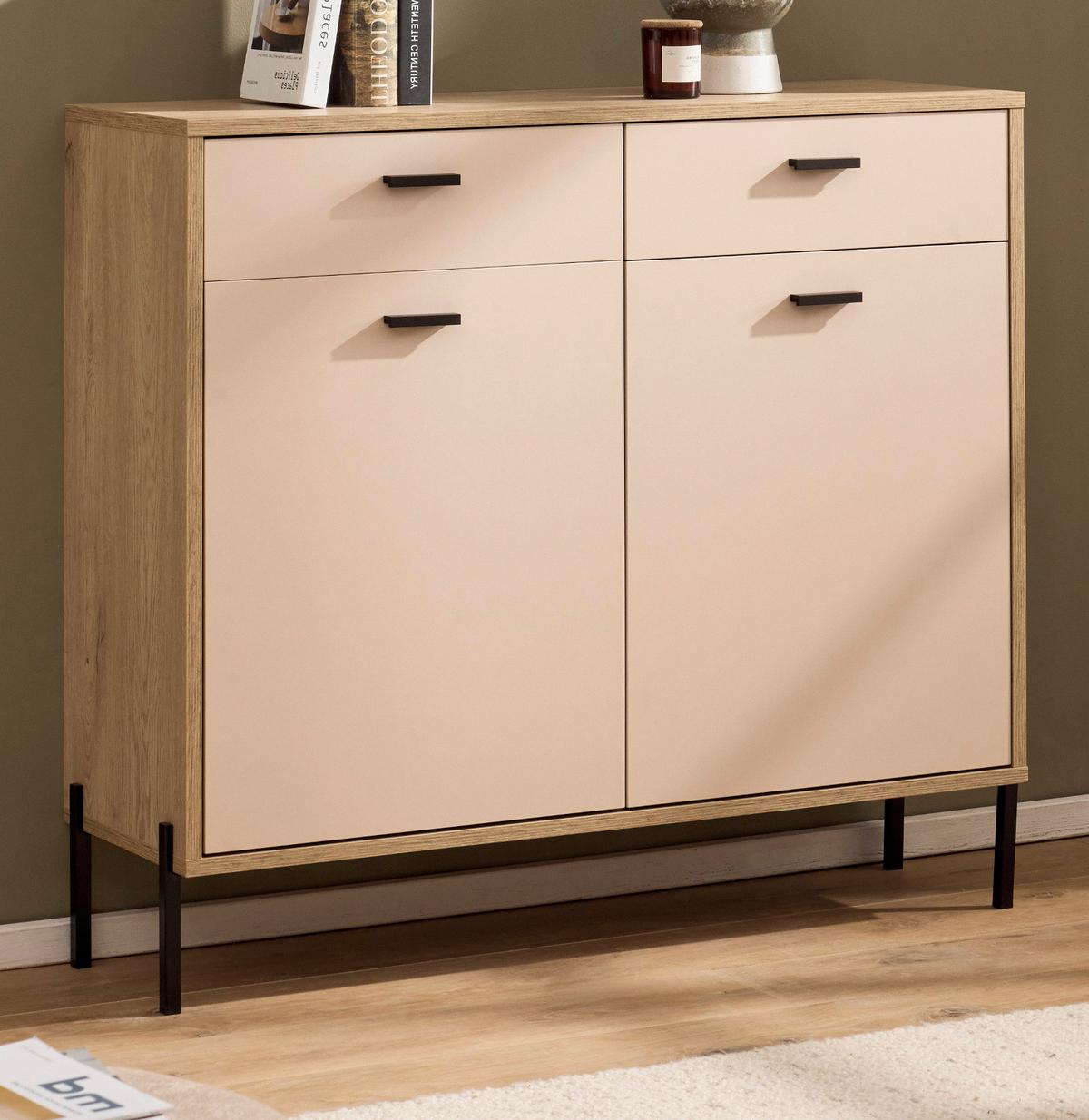 KOMMODE Kaschmir, Eiche 105 cm, SIDEBOARD mit Soft-Close - Kaschmir/Eichefarben, Holzwerkstoff/Metall (105/95/35cm) - Furn.Design
