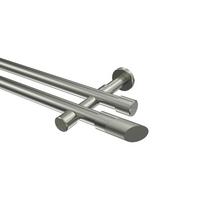GARDINENSTANGE Prestige Verano 600 cm (geteilt in 3 x 200 cm), 2-läufig (ohne Ringe), 20 mm Ø Edelstahl-Optik - Edelstahlfarben/Silberfarben, Metall (600cm) - INTERDECO