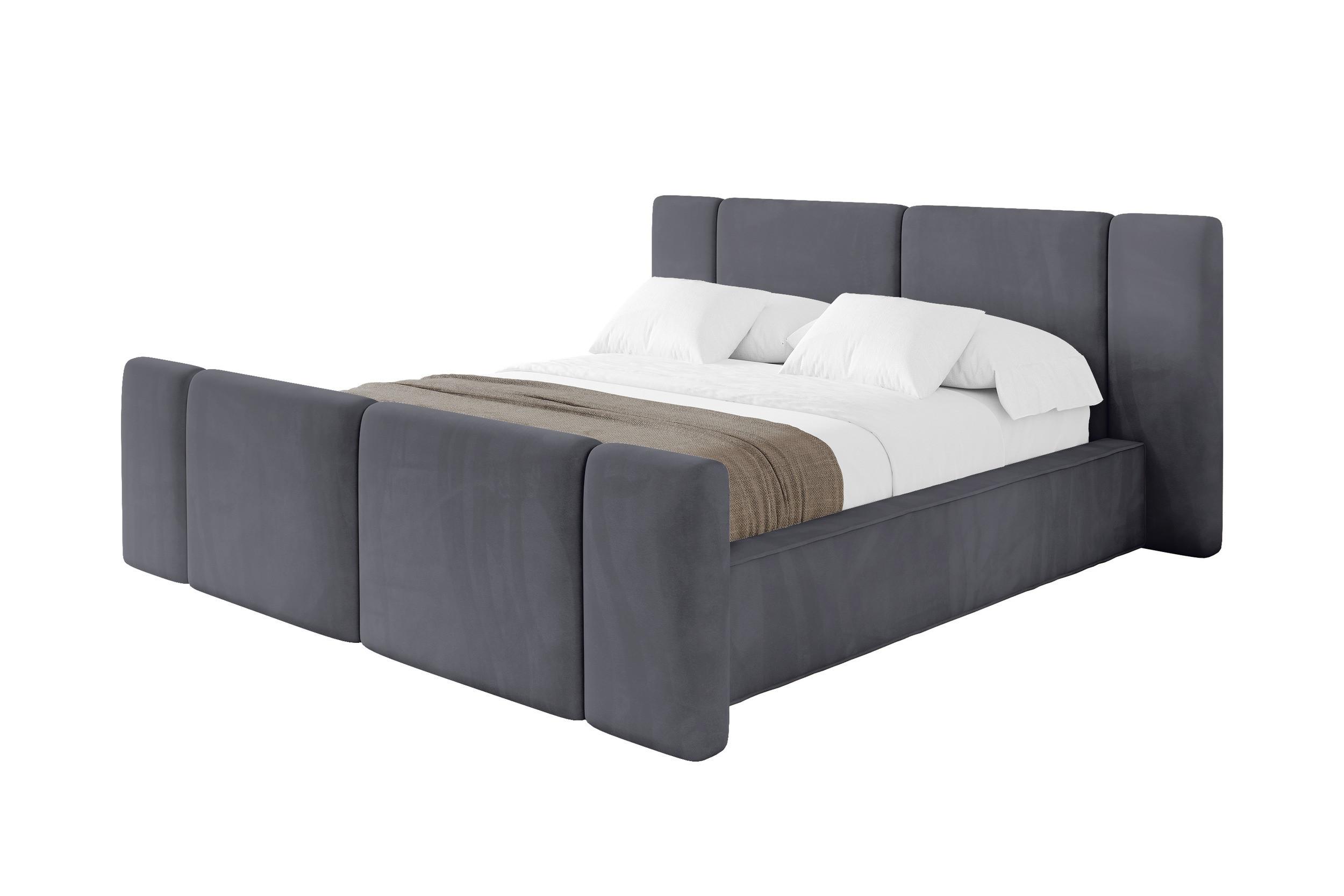 POLSTERBETT mit Bettkasten, Fußteil und Lattenrost, Boxbett ohne Matratze - RIVO-Z 120x200 Dunkelgrau - Dunkelgrau, Holzwerkstoff/Textil (120/200cm) - ALTDECOR