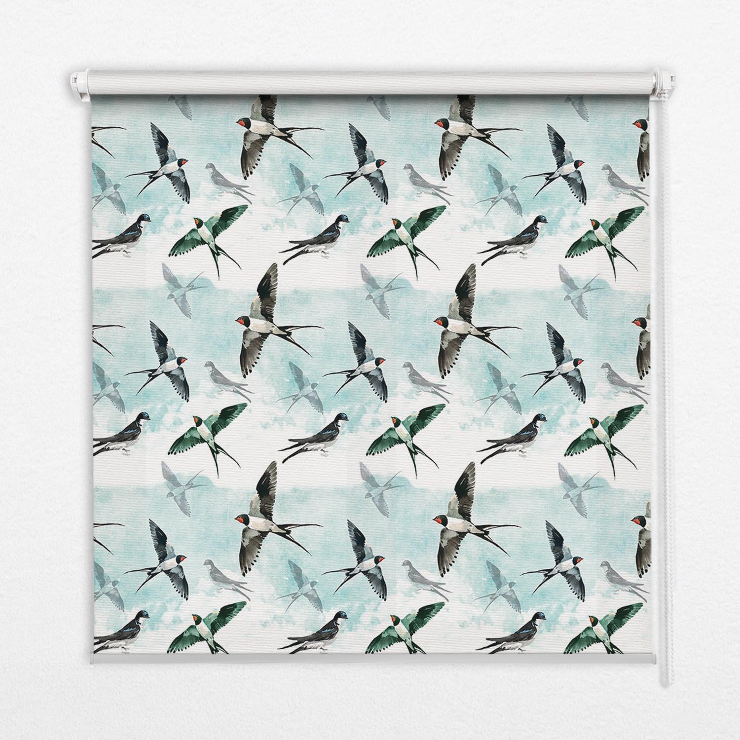 INNENROLLO - Fensterrollo - Rollo - 90x180 cm - Schwalben - Schwarz, Kunststoff (90/180/0.5cm) - TULUP
