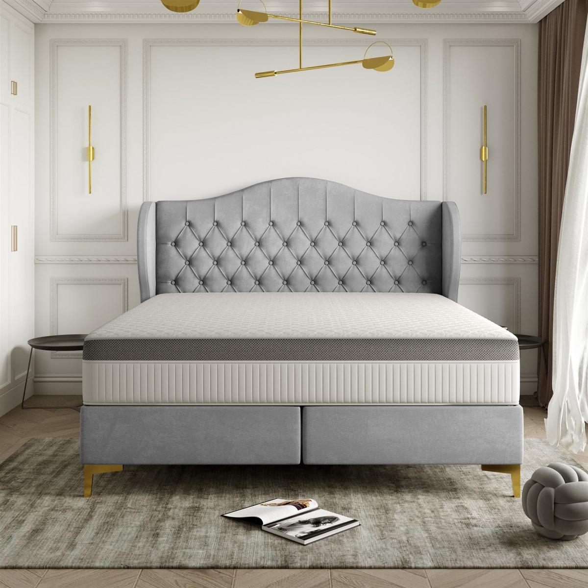 POLSTERBETT Pelagio In Whisper - Grau, Holzwerkstoff/Textil (180/200cm) - Fun Möbel