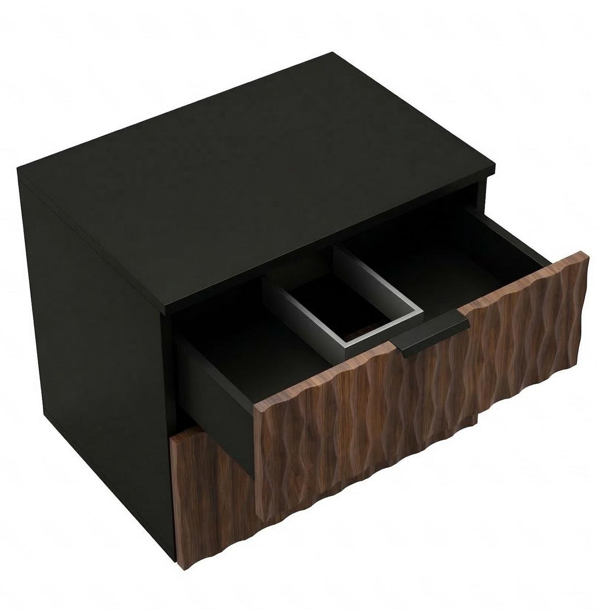 WASCHBECKENUNTERSCHRANK Java 2 Schubladen Walnuss Braun mit Schwarz - 63 x 48 x 40 cm - Eichefarben/Schwarz, Holz (63/40/48cm) - Badplaats