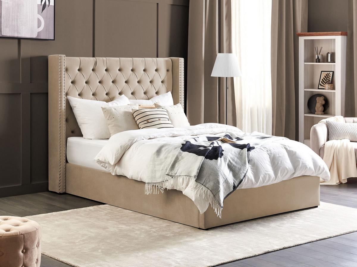 POLSTERBETT 140/200cm Beige Lubbon - Beige, Textil (140/200cm) - Beliani