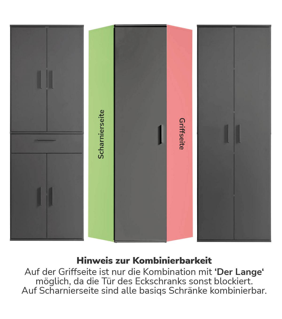 ECKSCHRANK Der Lange - Anthrazit/Schwarz, Holzwerkstoff (60/180/34cm) - Mokebo