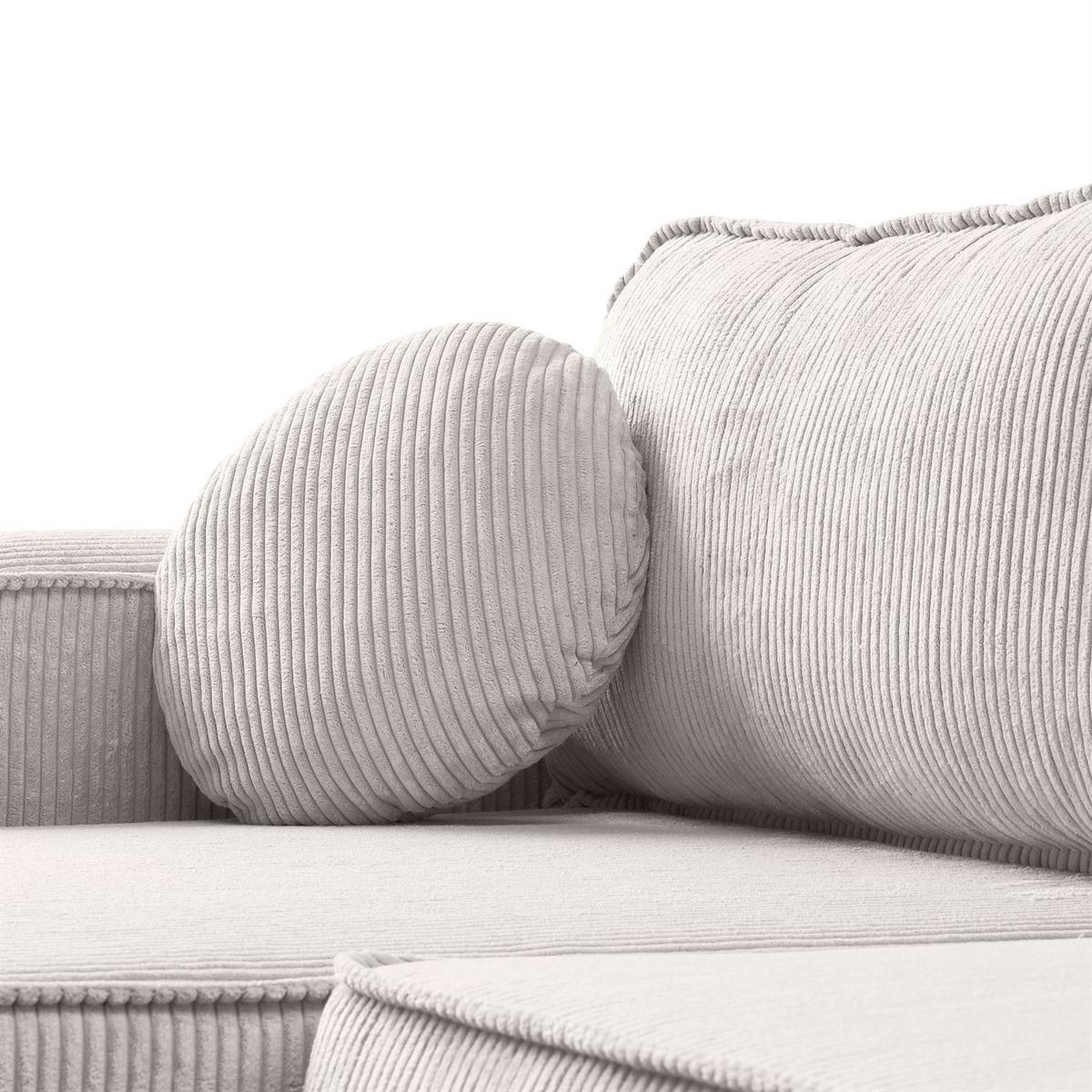 ECKSOFA VENUS mit Schlaffunktion und Bettkasten, Poso 100 - Creme, Textil (275/178cm) - Lookway