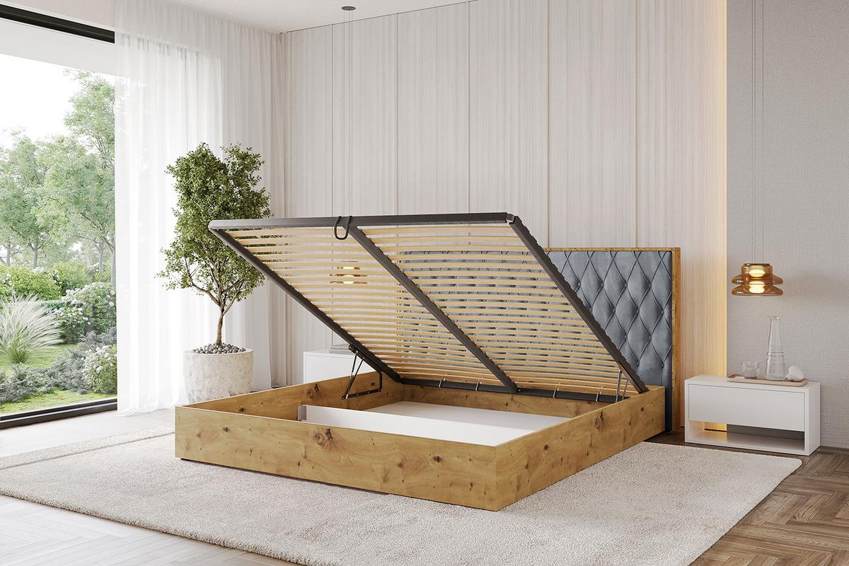 POLSTERBETT mit Bettkasten und Lattenrost, Boxbett ohne Matratze - ENZO5 180x200 Grau - Grau, Holzwerkstoff/Textil (180/200cm) - ALTDECOR