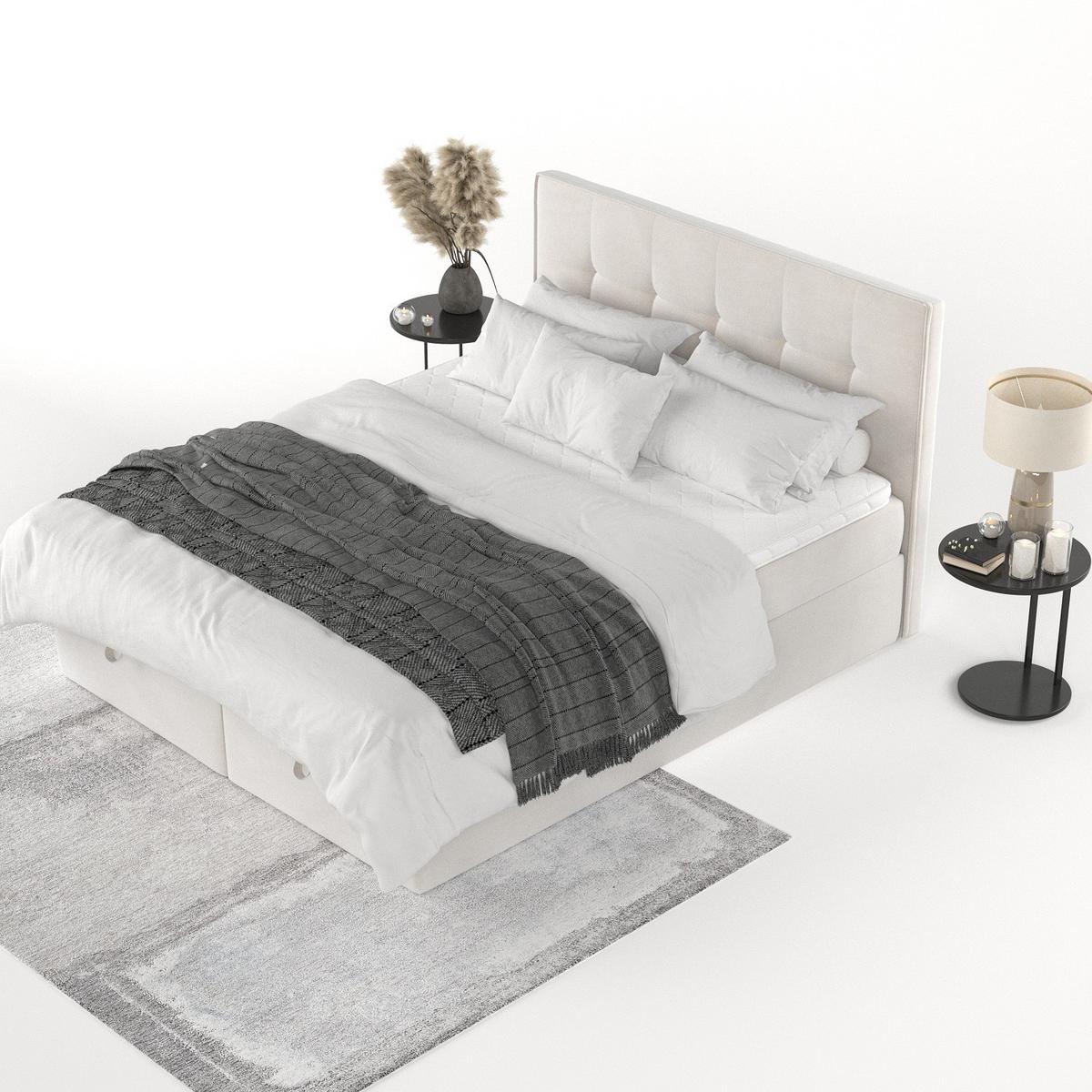 BOXBETT Tivra 200/200 cm Creme im Paros Stoff - Creme/Schwarz, Holz/Holzwerkstoff (200/200cm) - AltaBeds