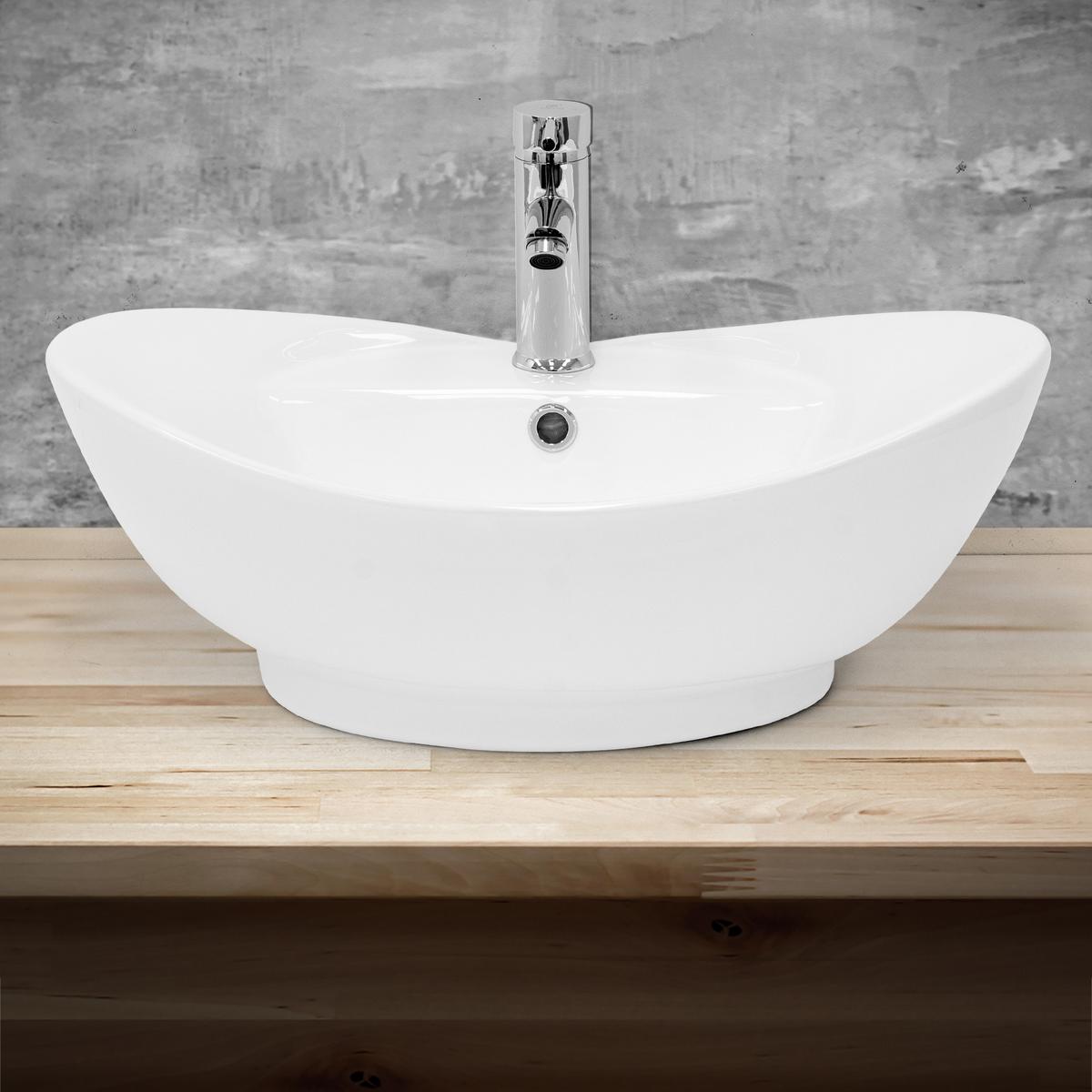 WASCHBECKEN - Weiß, Keramik (39.5/20.5/59cm) - ML-DESIGN