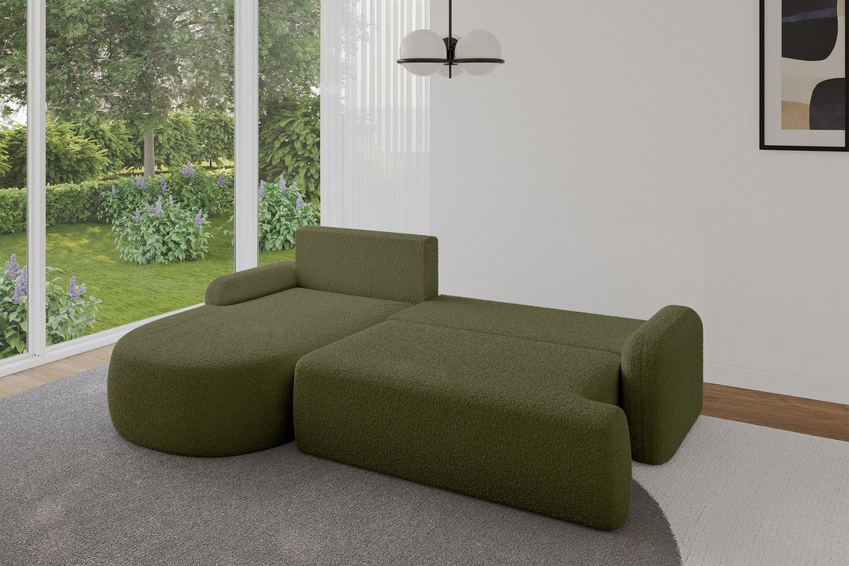 ECKSOFA mit Schlaffunktion und Bettkasten LIRA-L - 264x172x89 Grün - Grün, Holzwerkstoff/Textil (264/172cm) - ALTDECOR