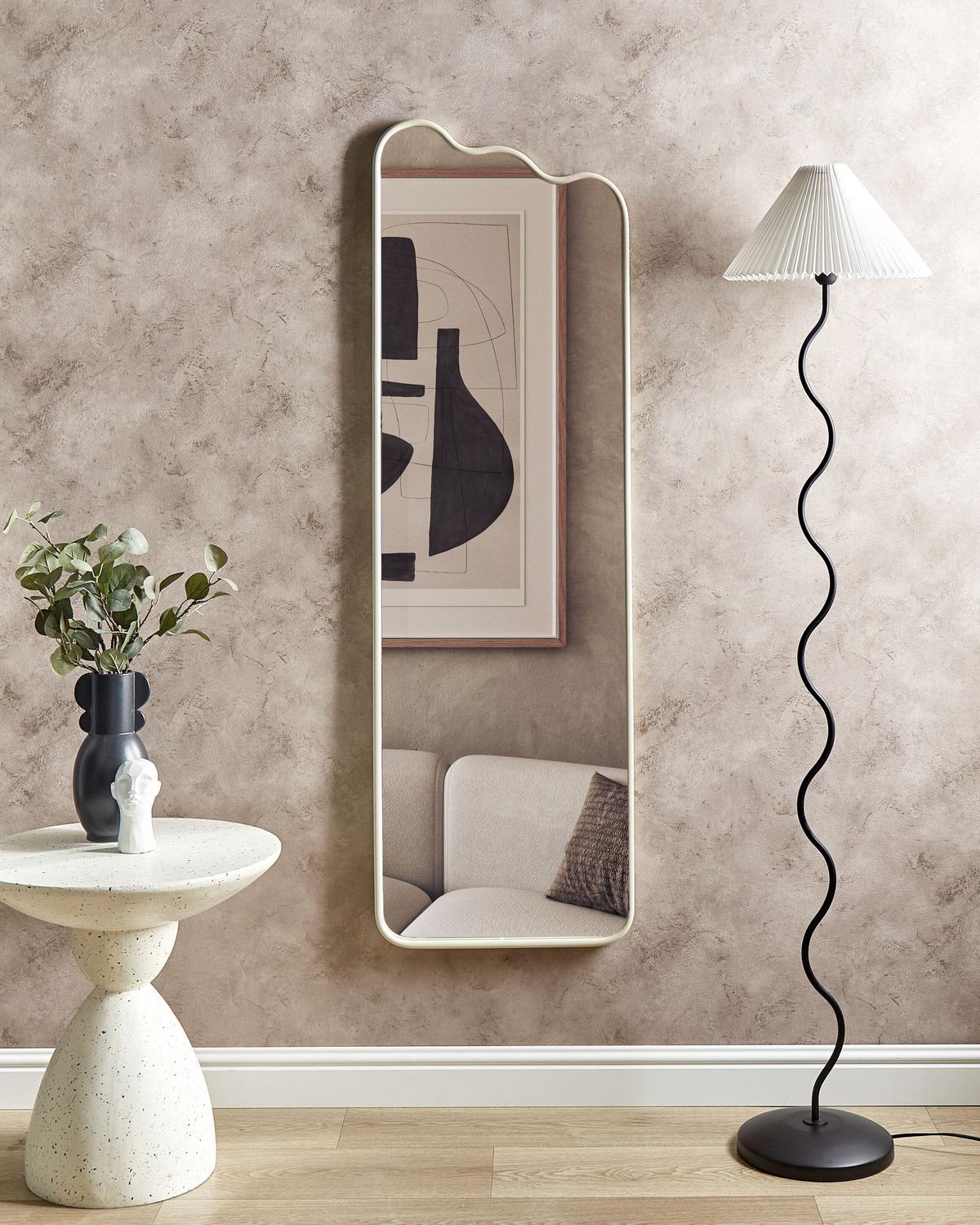 WANDSPIEGEL Metall weiß 45/145 cm Abzac - Weiß, Metall (45/145/3cm) - Beliani
