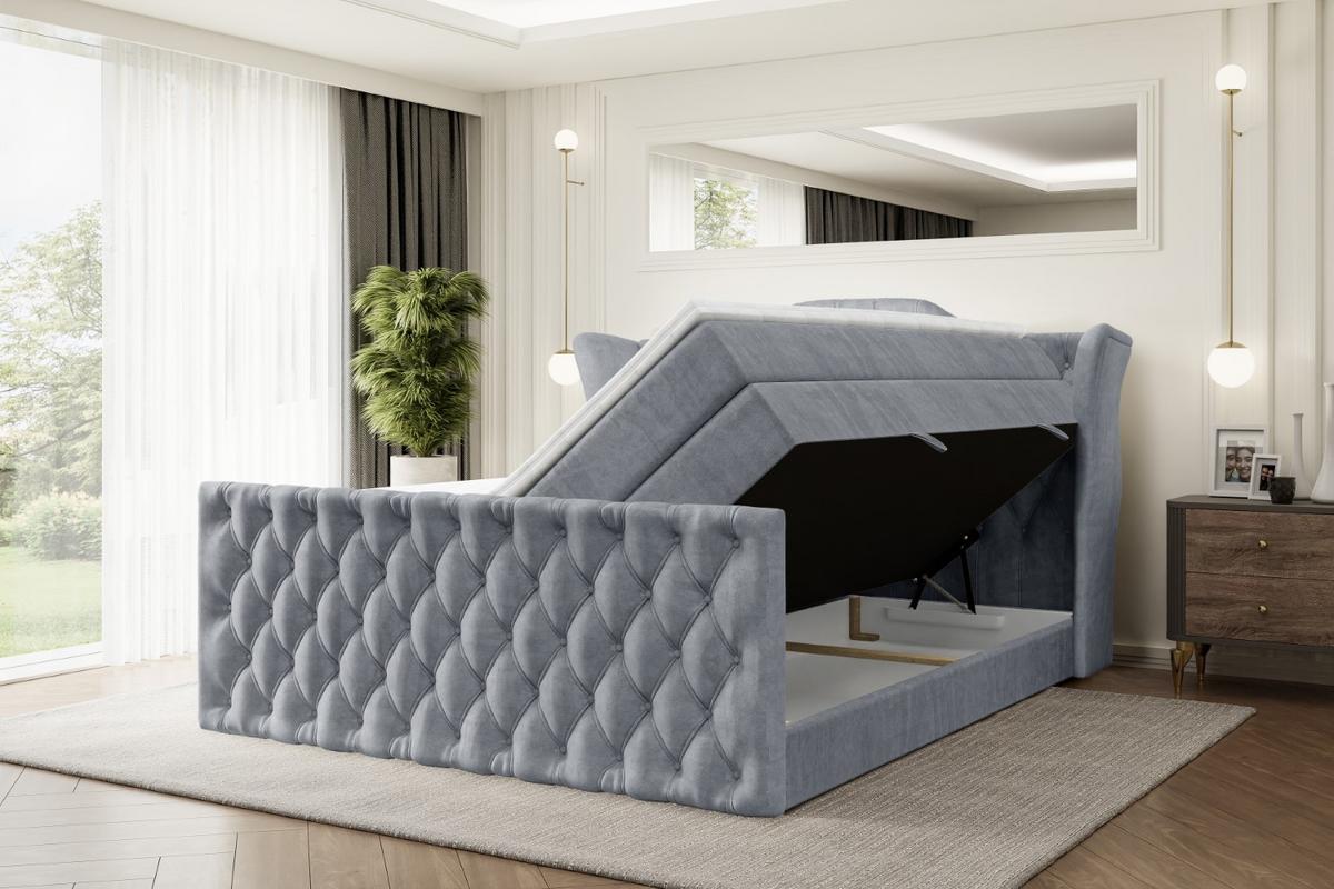 BOXSPRINGBETT VILA-Z KING - 140x200 - H3/H4 - Grau - Grau, Holzwerkstoff (140/200cm) - ALTDECOR