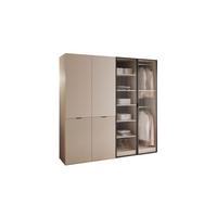 KLEIDERSCHRANK SANDBOX 200 202/49/200 cm Beige Sand / Beige Sand + Riffelglas mit LED 8 Zusatzböden - Sandfarben/Transparent, Holzwerkstoff/Kunststoff (202/200/49cm) - Lookway