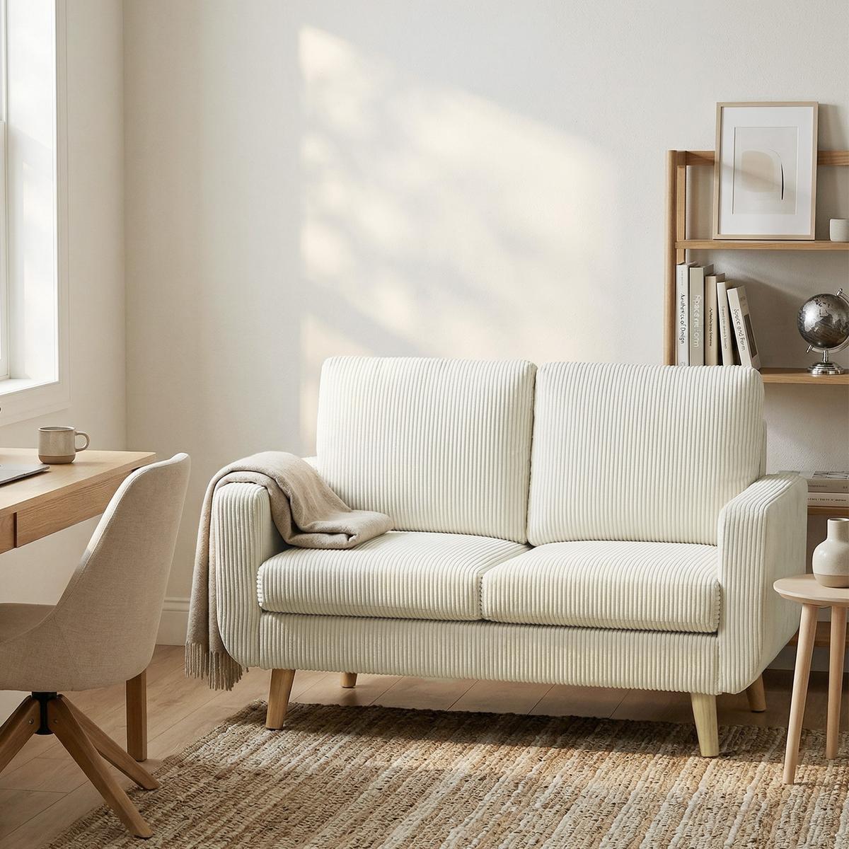 SOFA Nythiv 134/74/84cm - Creme, Textil (74/84/134cm) - ZMH