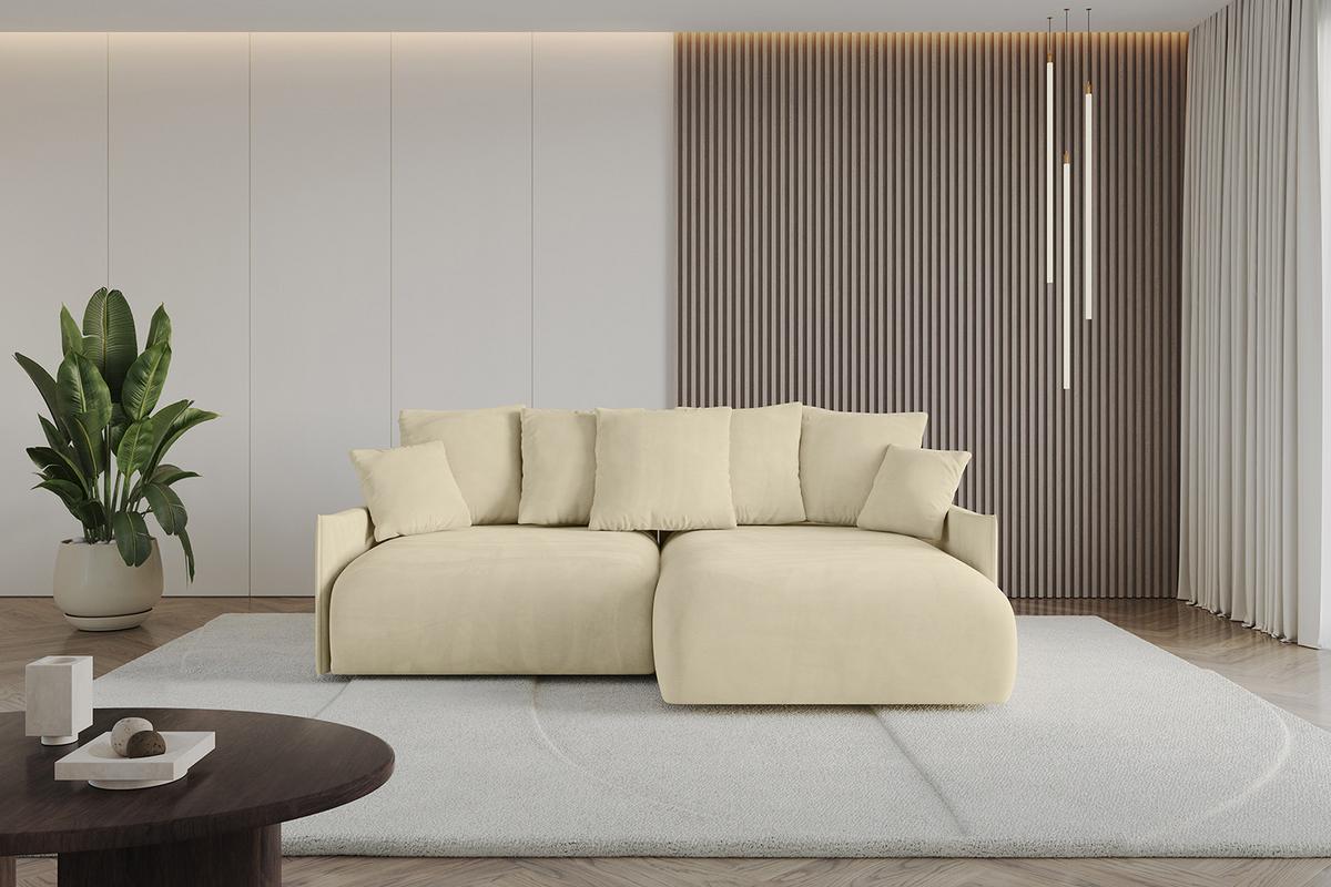 ECKSOFA Ottomane rechts ONESK-L -v1 216x177x72 Beige Velours - Taupe, Holzwerkstoff/Kunststoff (177/216cm) - ALTDECOR