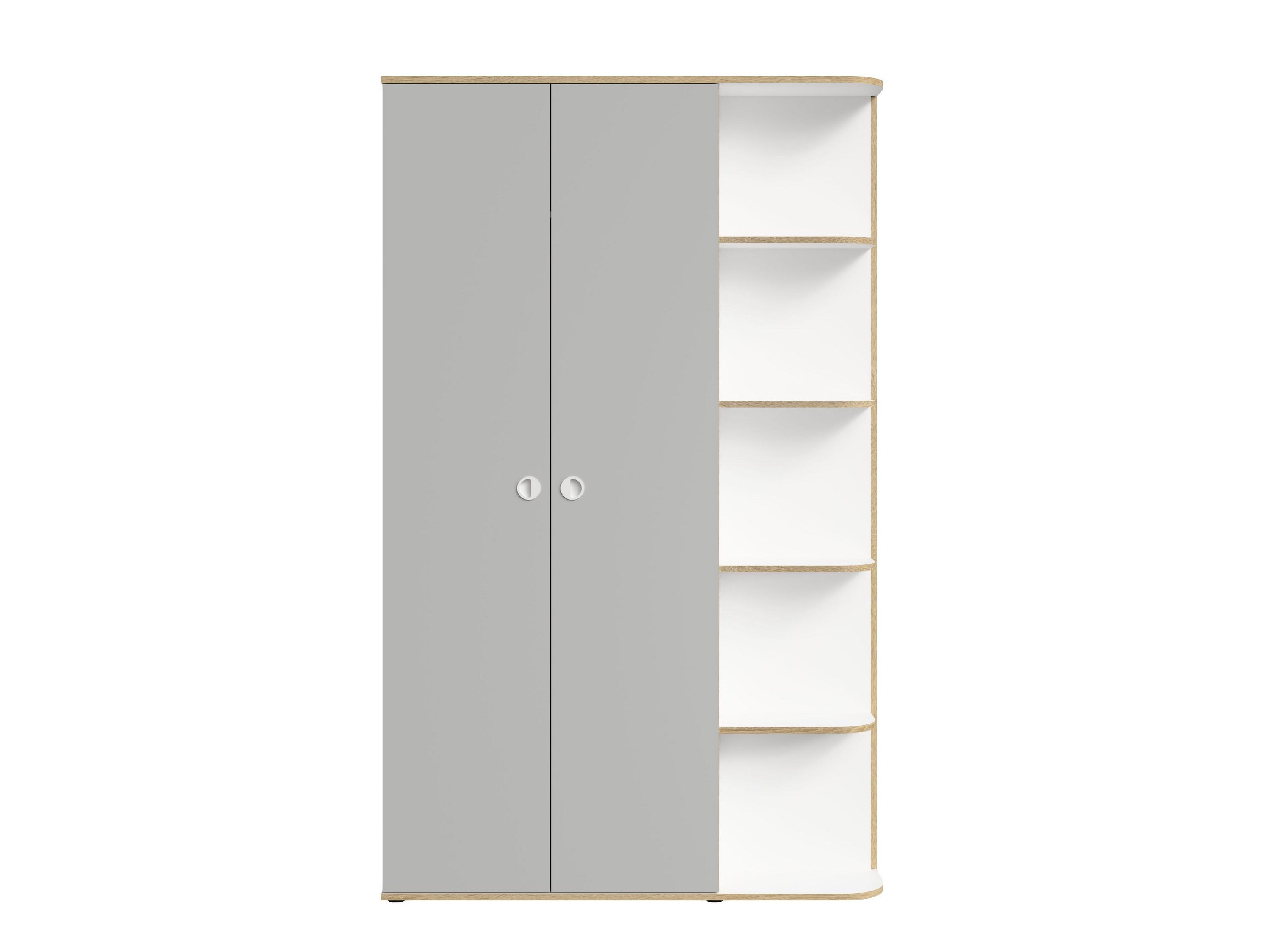 DREHTÜRENSCHRANK AMARIS 120/196,5/60cm 3-türig Weiß - Weiß/Grau, Holzwerkstoff (120/196.5/60cm) - MASSENO
