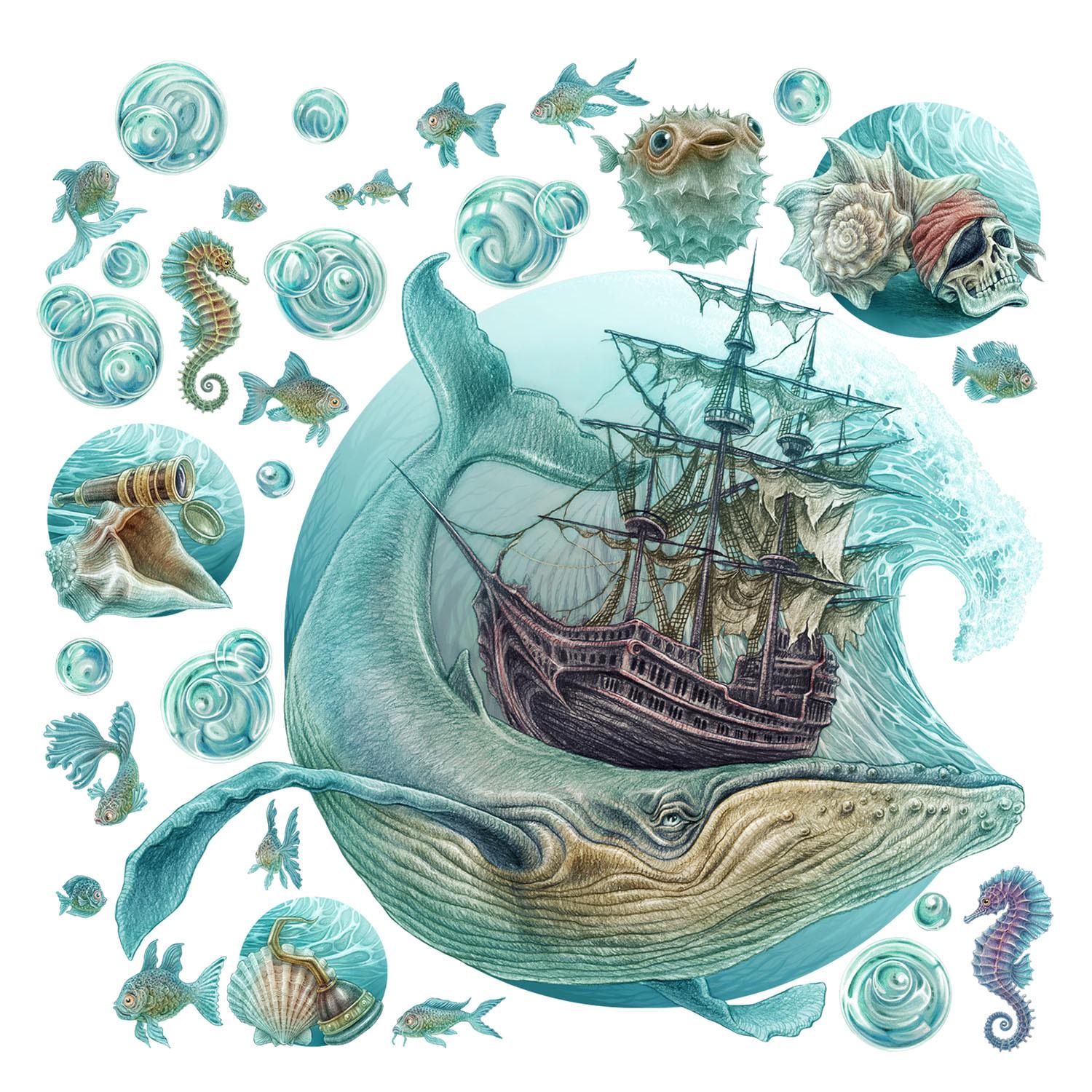 WANDAUFKLEBER 80x94cm - Seeschiff - Multicolor, Kunststoff (80/94/0.1cm) - Wallfluent