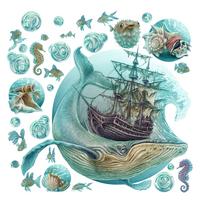 WANDAUFKLEBER 80x94cm - Seeschiff - Multicolor, Kunststoff (80/94/0.1cm) - Wallfluent