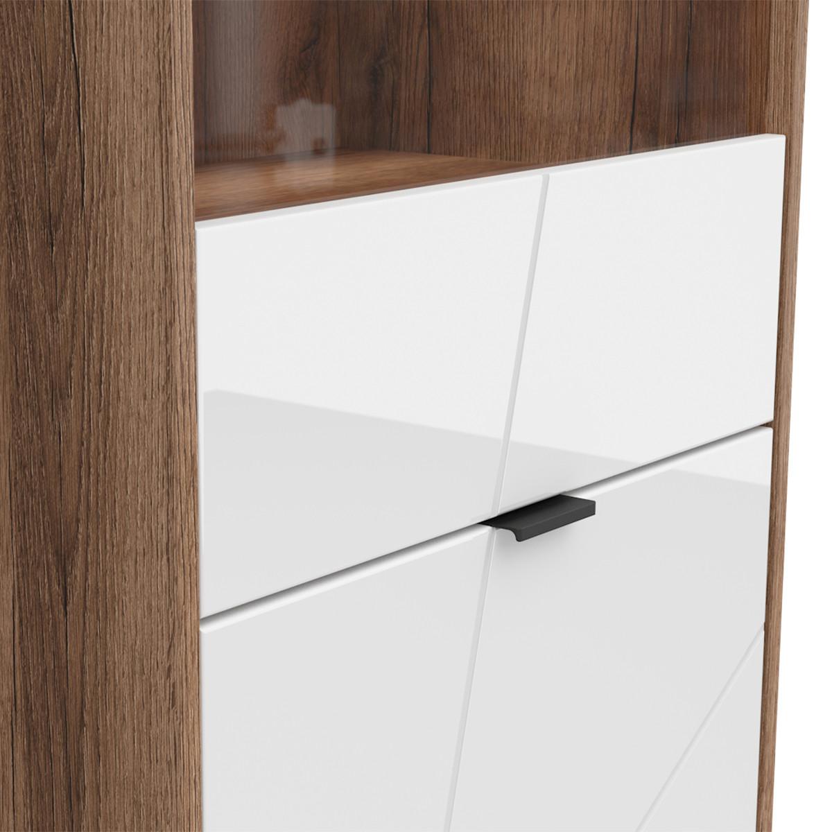 VITRINE Sven Weiß und Holz - Weiß, Holzwerkstoff (64/201/43cm) - Petits-meubles