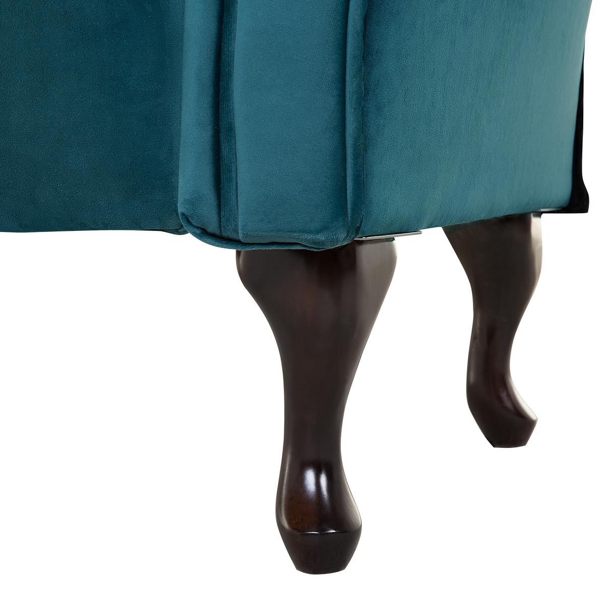 CHAISELONGUE Samtstoff blaugrün rechtsseitig Lattes - Blau, Textil (188/87/59cm) - Beliani