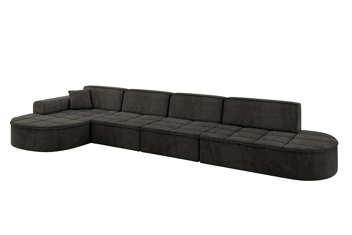 ECKSOFA Ottomane Links TARO-L3 - 413x171x79,5 cm Schwarz - Schwarz, Holzwerkstoff/Textil (413/171cm) - ALTDECOR