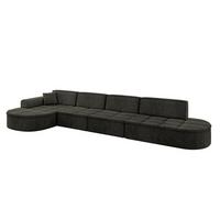 ECKSOFA Ottomane Links TARO-L3 - 413x171x79,5 cm Schwarz - Schwarz, Holzwerkstoff/Textil (413/171cm) - ALTDECOR