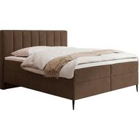 BOXBETT Allen mit Bettkasten, Samt Braun 180x200 cm – inkl. H4 Taschenfederkern Matratze & Foam Topper - Schwarz/Braun, Textil/Metall (180/200cm) - WFL GROUP