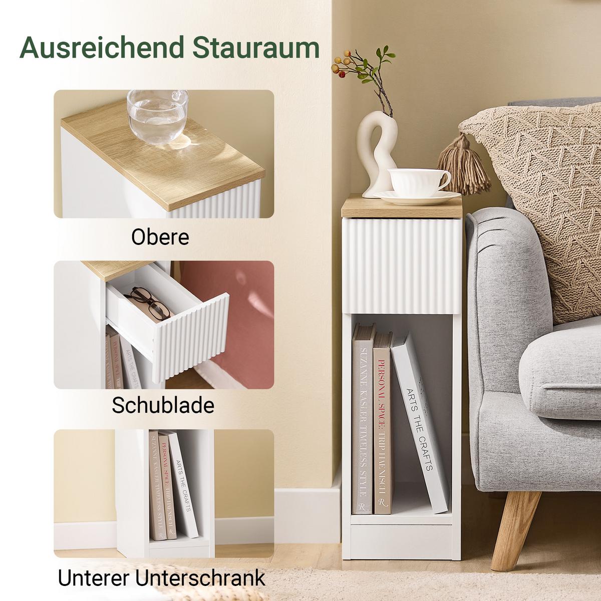 NACHTTISCH Weiß - Kaschmir, Holzwerkstoff (20/60/35cm) - SoBuy