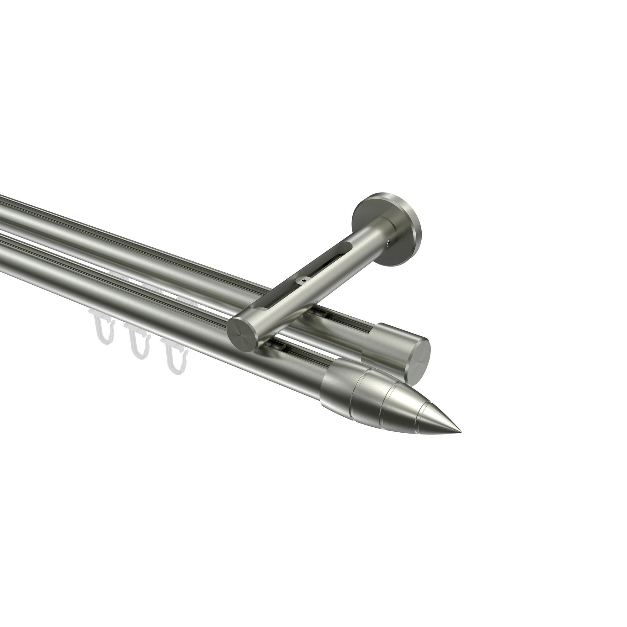 GARDINENSTANGE INNENLAUF Siteno Samanto 160 cm, 2-läufig, 20 mm Ø Edelstahl-Optik - Edelstahlfarben, Metall (160cm) - INTERDECO