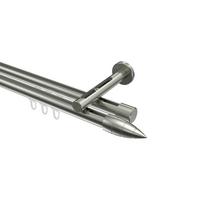 GARDINENSTANGE INNENLAUF Siteno Samanto 160 cm, 2-läufig, 20 mm Ø Edelstahl-Optik - Edelstahlfarben, Metall (160cm) - INTERDECO