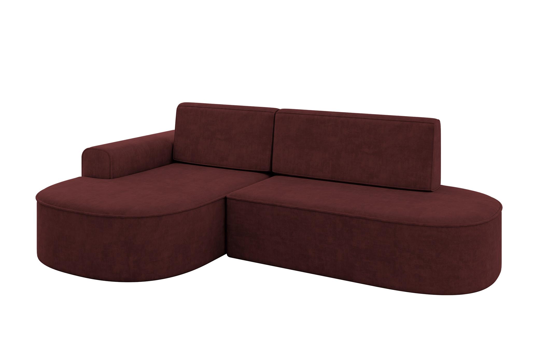 ECKSOFA mit Schlaffunktion und Bettkasten Ottomane Links MARI-L1-S - 283x167x73 cm Bordeauxrot Velours - Bordeaux/Schwarz, Holzwerkstoff/Kunststoff (283/167cm) - ALTDECOR