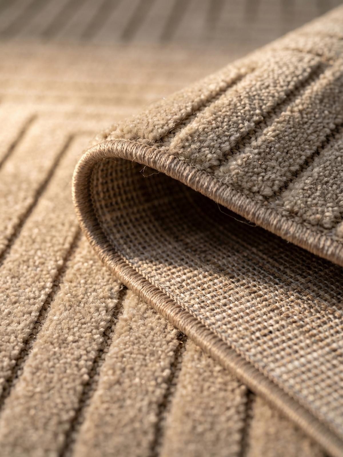 TEPPICH Outdoor ENGADIN in Beige, im Skandi-Stil mit 3D-Design, aus Polypropylen, Ø 160 cm - Beige, Textil (160/160cm) - KADIMA DESIGN