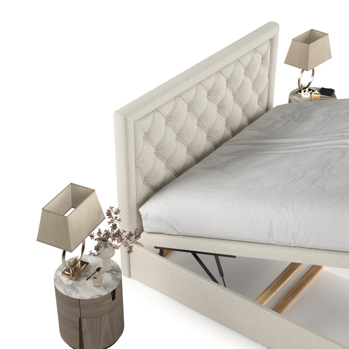 POLSTERBETT Nicobar mit Stauraum 160/200 cm Hellbeige im Alta Stoff - Sandfarben/Schwarz, Holz/Holzwerkstoff (160/200cm) - AltaBeds
