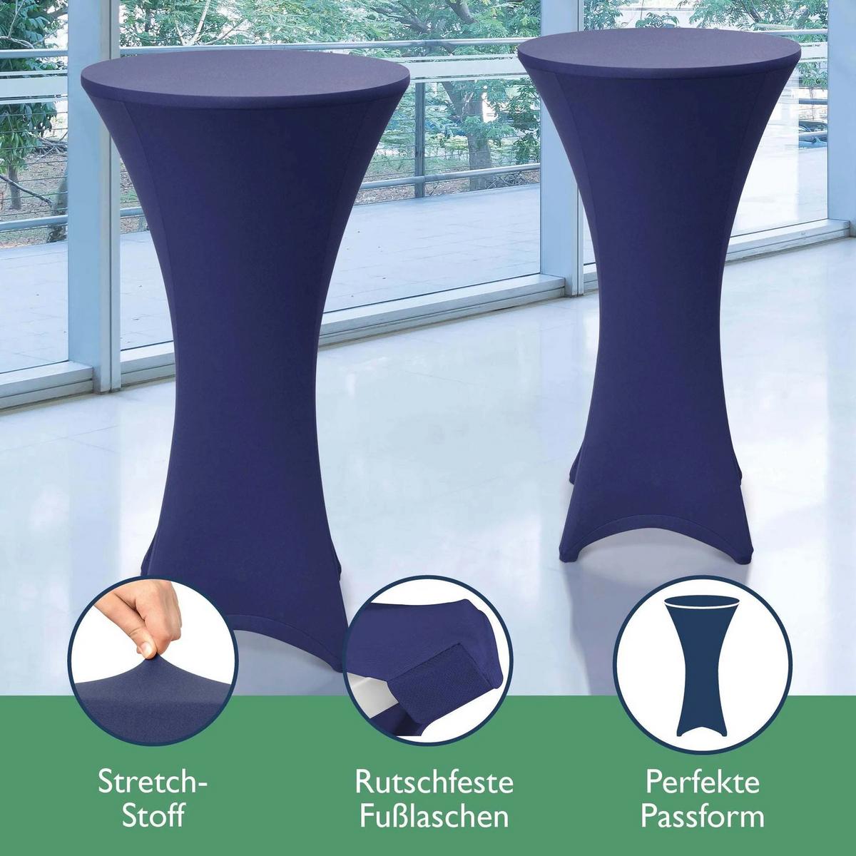 STEHTISCH Sylt Ø 70cm Weiß mit Stella Stehtischhusse Ø 70cm Blau - Blau, Textil (70/70/110cm) - Beautissu 