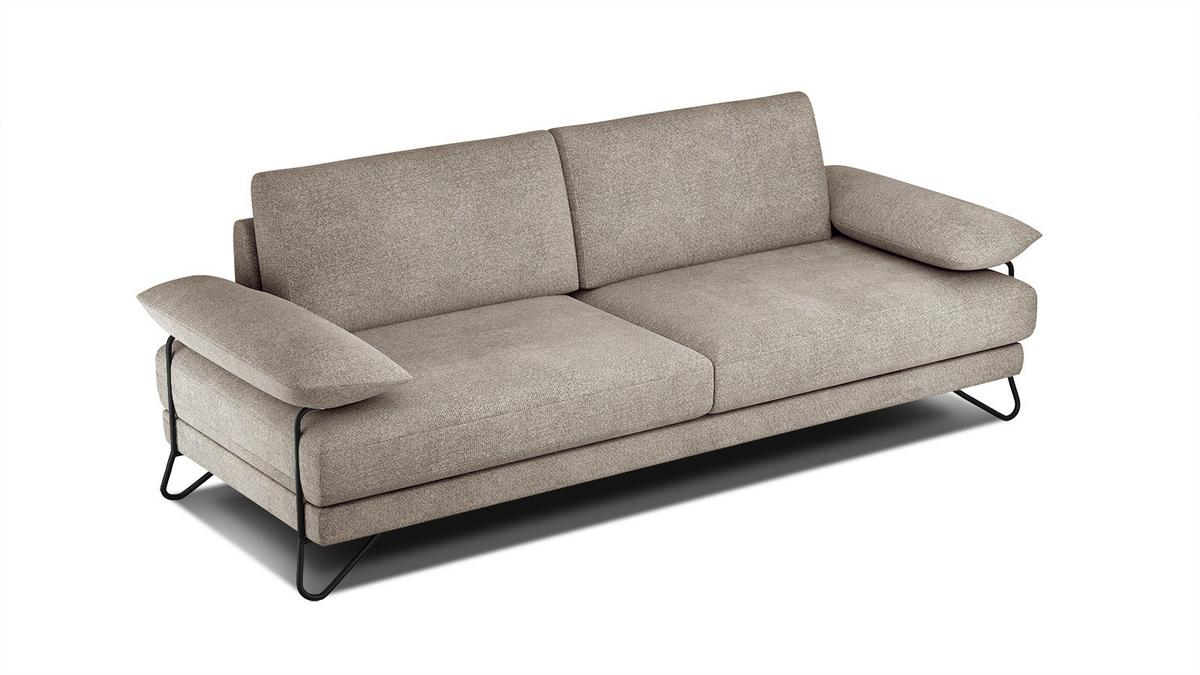 SOFA LORI 3-Sitzer, taupe - Taupe/Schwarz, Holzwerkstoff/Textil (245/87/96cm) - Wozimo