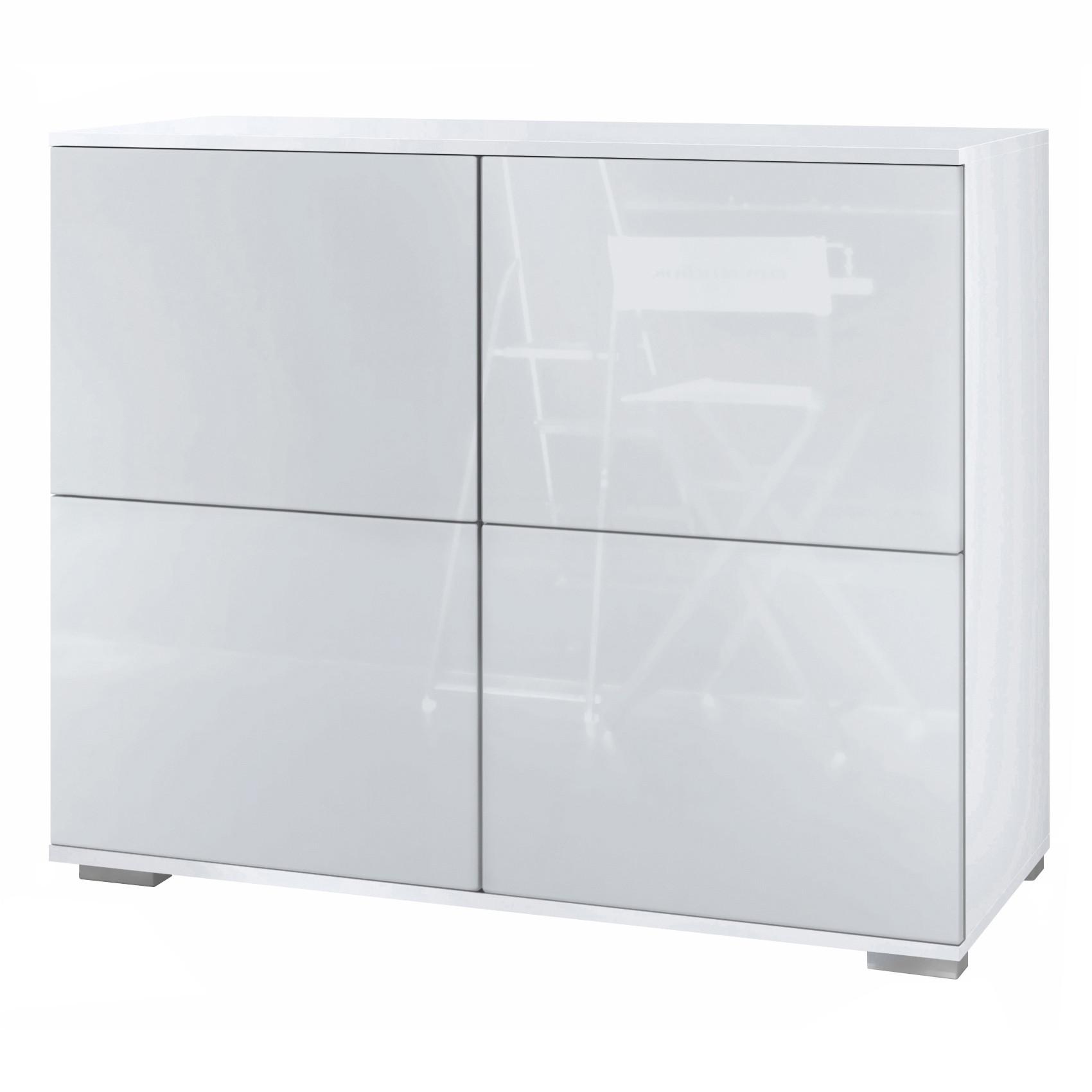 KOMMODE Rova Weiß Hochglanz - Weiß Hochglanz, Holzwerkstoff (92.5/75.5/35cm) - Vladon