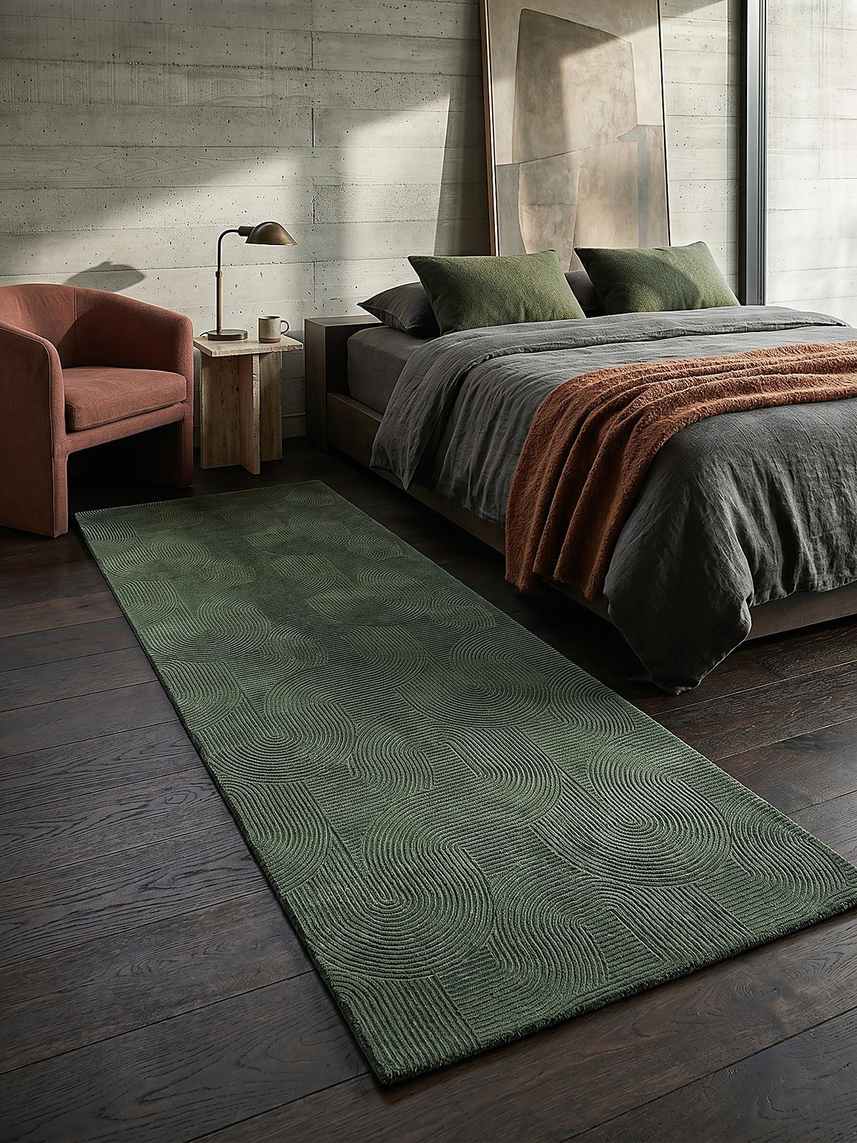 TEPPICHLÄUFER Antirutsch Geometrisch DALAR Polypropylen Waldgrün 80 x 150 cm - Grün, Textil (80/150cm) - KADIMA DESIGN