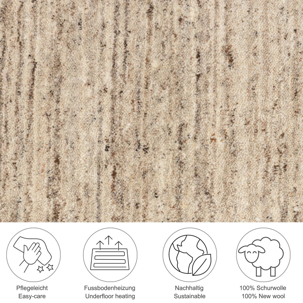HANDWEBTEPPICH Pure 250x350 cm - Beige, Textil (250/350cm) - THEKO