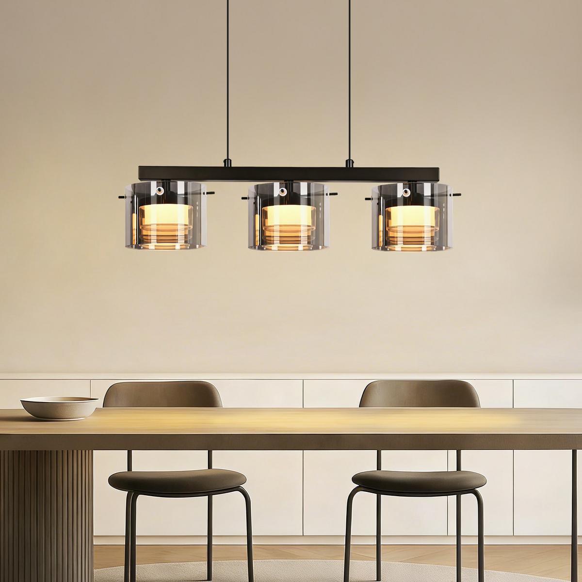 PENDELLEUCHTE Anvel 52/12/157 cm - Schwarz, Glas/Metall (52/12/157cm) - ZMH