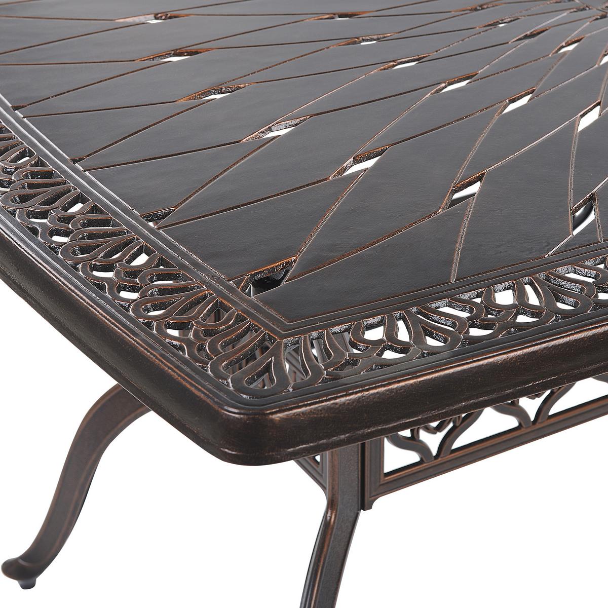 GARTENTISCH Aluminium dunkelbraun 102x165 cm Lizzano - Dunkelbraun, Metall (165/102/72cm) - Beliani