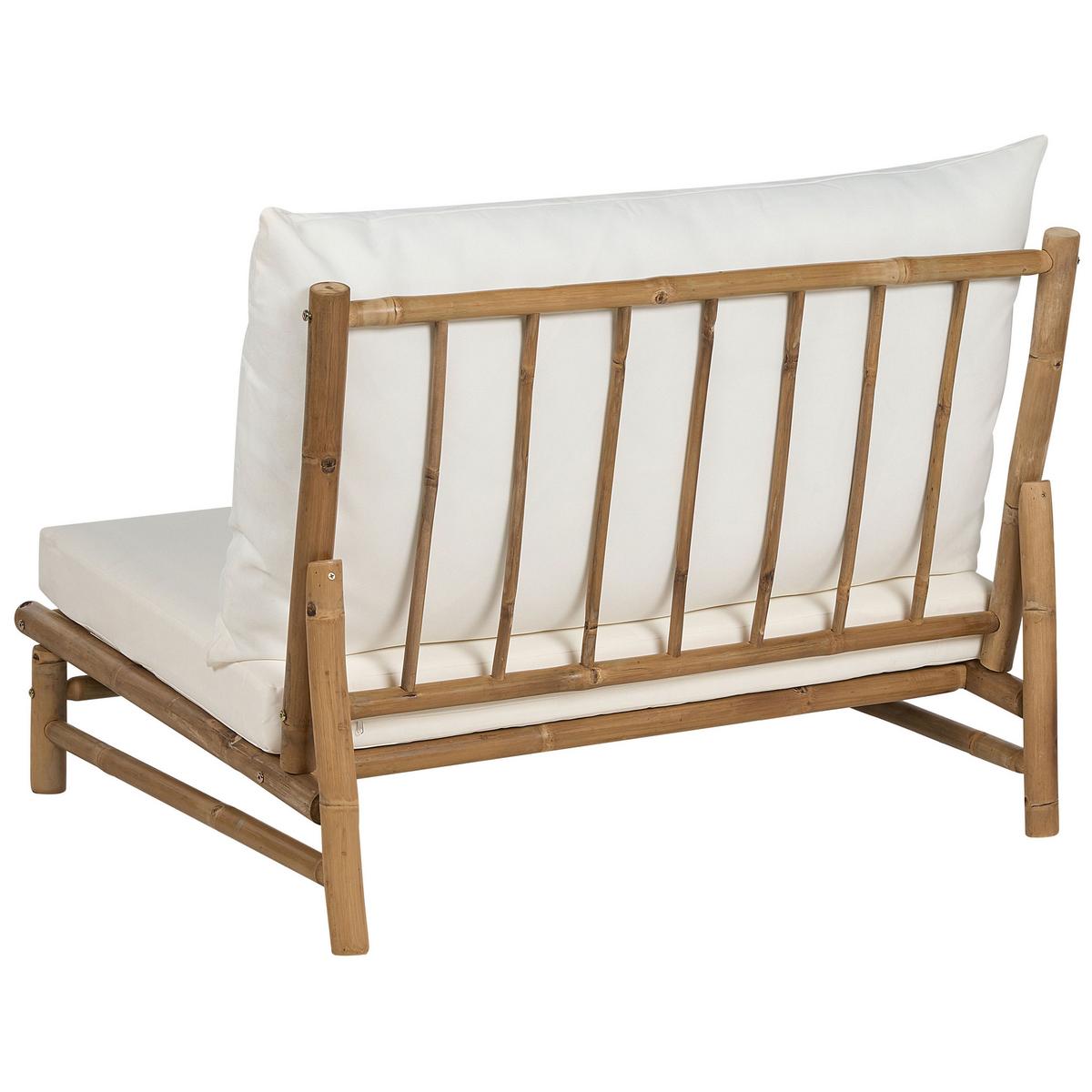 GARTENSESSEL 2er-Set Massivholz cremeweiß Todi - Hellbraun/Creme, Holz (102/74/85cm) - Beliani