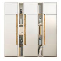 AKTENSCHRANK Set 5-teilig weiß matt, Eiche Wotan 190 x 200 cm, Schrank-Regal-Kombination mit 25 Fächern - Eichefarben/Eiche Wotan, Holz/Holzwerkstoff (190/200/40cm) - Furn.Design