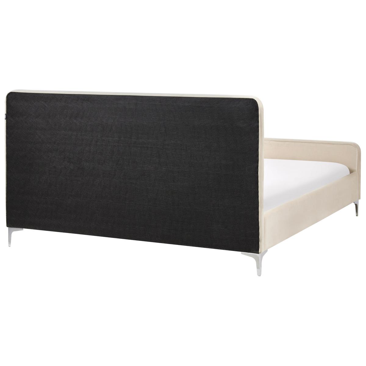 BETT mit Lattenrost 160/200 cm Samtstoff Hellbeige Lunan - Beige, Textil (160/200cm) - Beliani