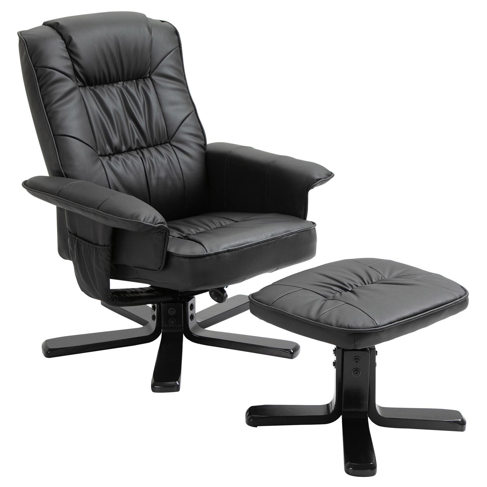 RELAXSESSEL KUNSTLEDER, SET MIT HOCKER CHARLY schwarz/schwarz - Schwarz, Textil (76/87/61cm) - IDIMEX