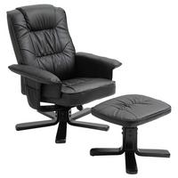 RELAXSESSEL KUNSTLEDER, SET MIT HOCKER CHARLY schwarz/schwarz - Schwarz, Textil (76/87/61cm) - IDIMEX