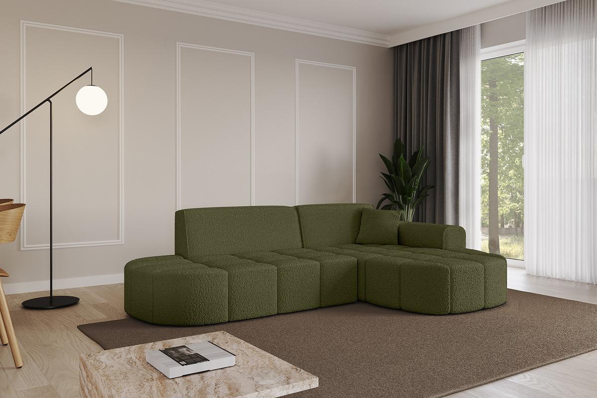 ECKSOFA Ottomane Rechts LIVO-L1 - 252x173x79,5 cm Grün - Grün, Holzwerkstoff/Textil (252/173cm) - ALTDECOR