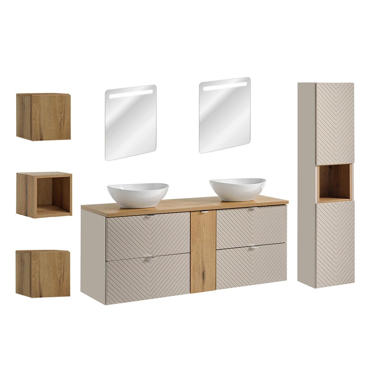 BADMÖBEL 140.4cm Manoa 2er-Set Kaschmir - Kaschmir, Holzwerkstoff (140.4/59/40cm) - Petits-meubles