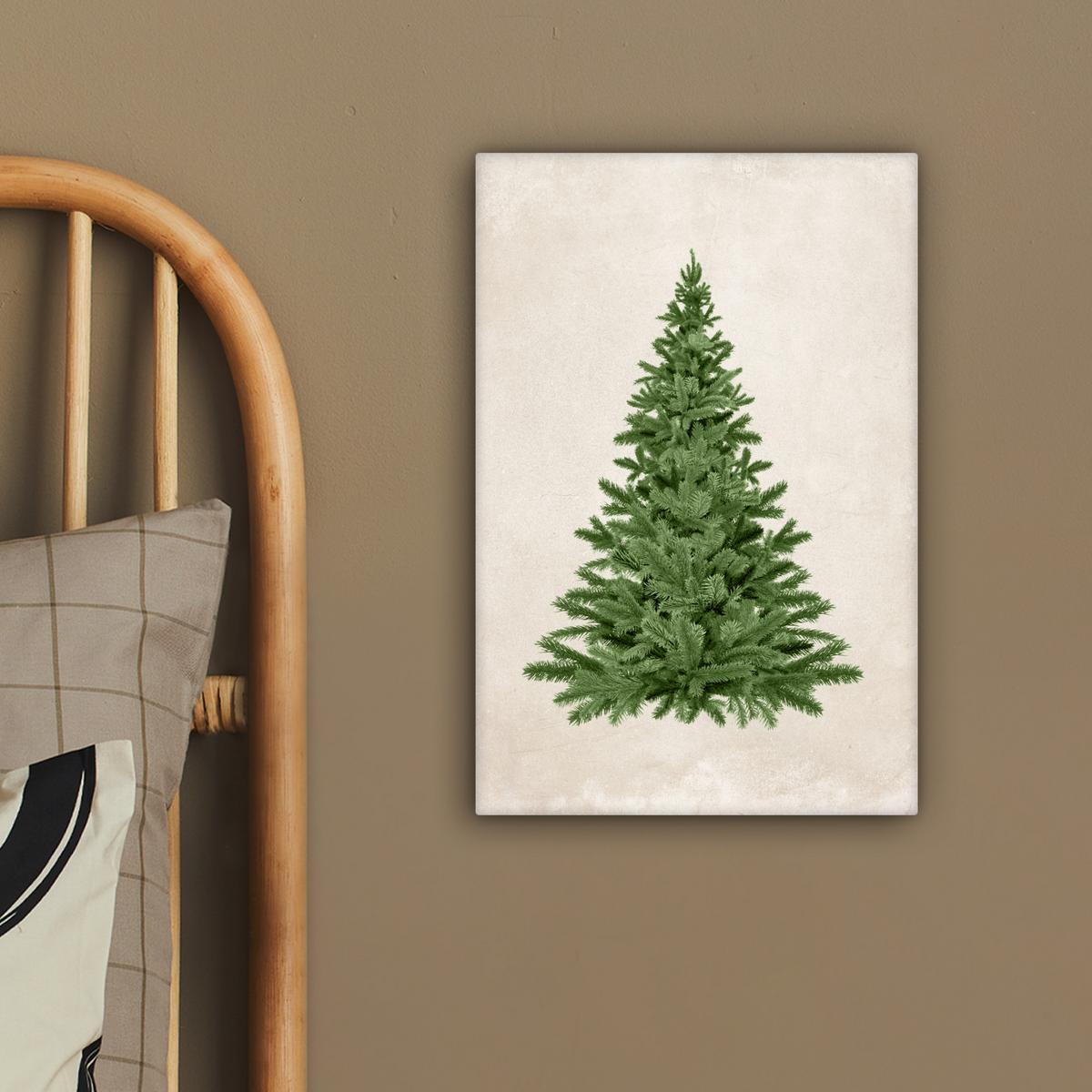 LEINWANDBILD Weihnachtsbaum - Grün - Weihnachten - Feiertage Deko Wohnzimmer 20x30 cm - Olivgrün, Textil (20/30cm) - MuchoWow