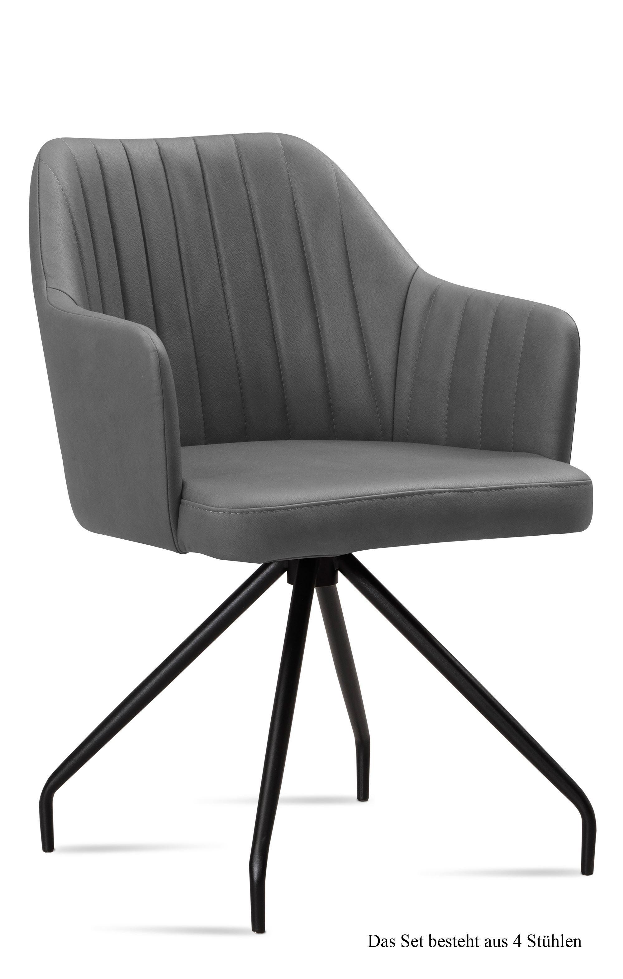 ARMLEHNSTUHL (4er-Set) Dinara 58x81x60 Schwarz/Grau - Schwarz/Grau, Kunststoff (60/81/58cm) - 58aufmkessel
