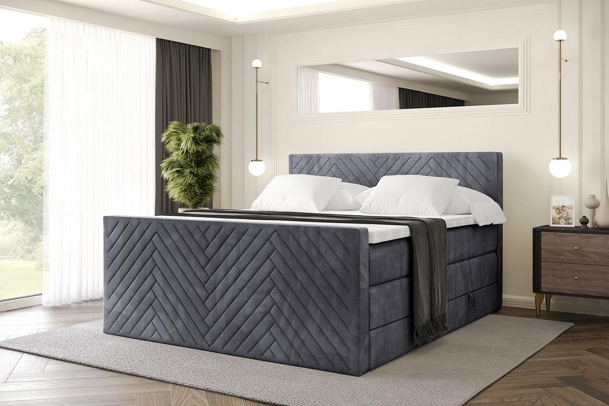 BOXSPRINGBETT mit Matratze und Lattenrost - VEXA-Z KING-120x200 - Dunkelgrau Casablanca - Dunkelgrau, Holzwerkstoff (120/200cm) - ALTDECOR
